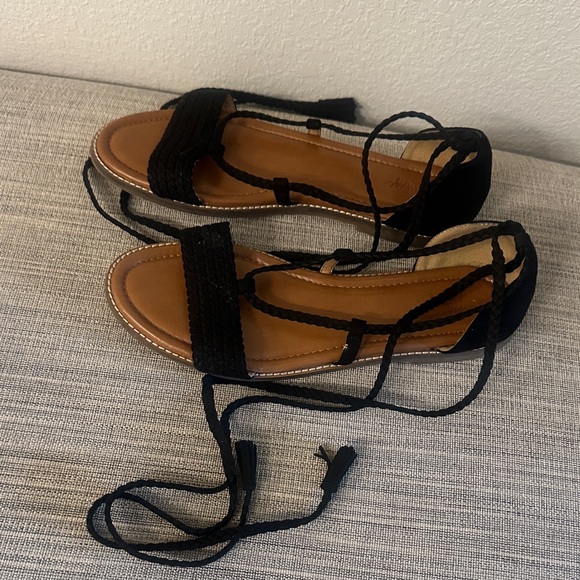 Gladiator Black Lace-Up Sandals - Picture 1 of 7